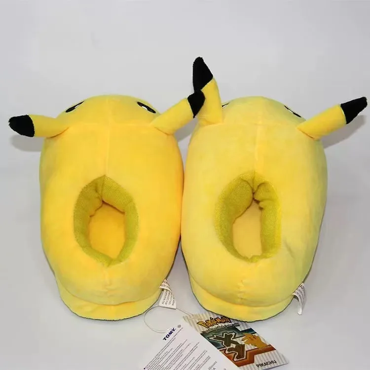 2024 New Anime Pokemon House Shoes Pikachu Cute Animal Cartoon Plush Indoor Couple Shoes Adult Kid Stuffed Slippers Gift