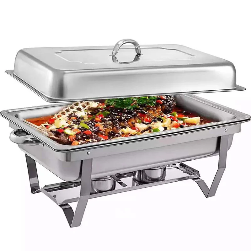 Imagem -05 - Fogão Buffet de Espessado Aquecedor de Alimentos Dobrável Bandeja de Jantar Aquecimento Elétrico Chafing Dish 9l Buffet Aço Inoxidável