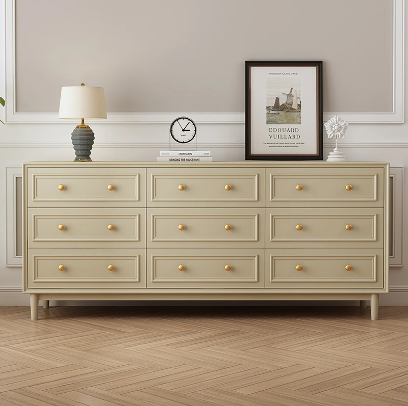 

Американский комод из цельного дерева, ретро-спальня, гостиная, шкафчик для хранения, простой светлый роскошный шесть комодов