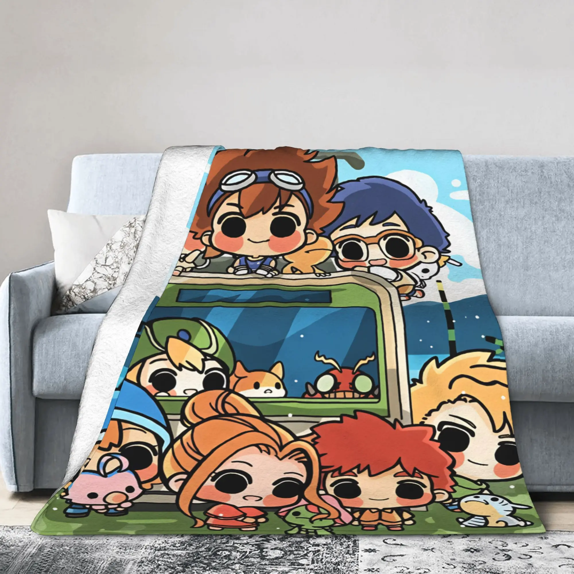 Digimons Blanket  Soft Warm Comfortable Plush Bedding Throws For Students Bedroom Flannel Bedspread Bed Cover