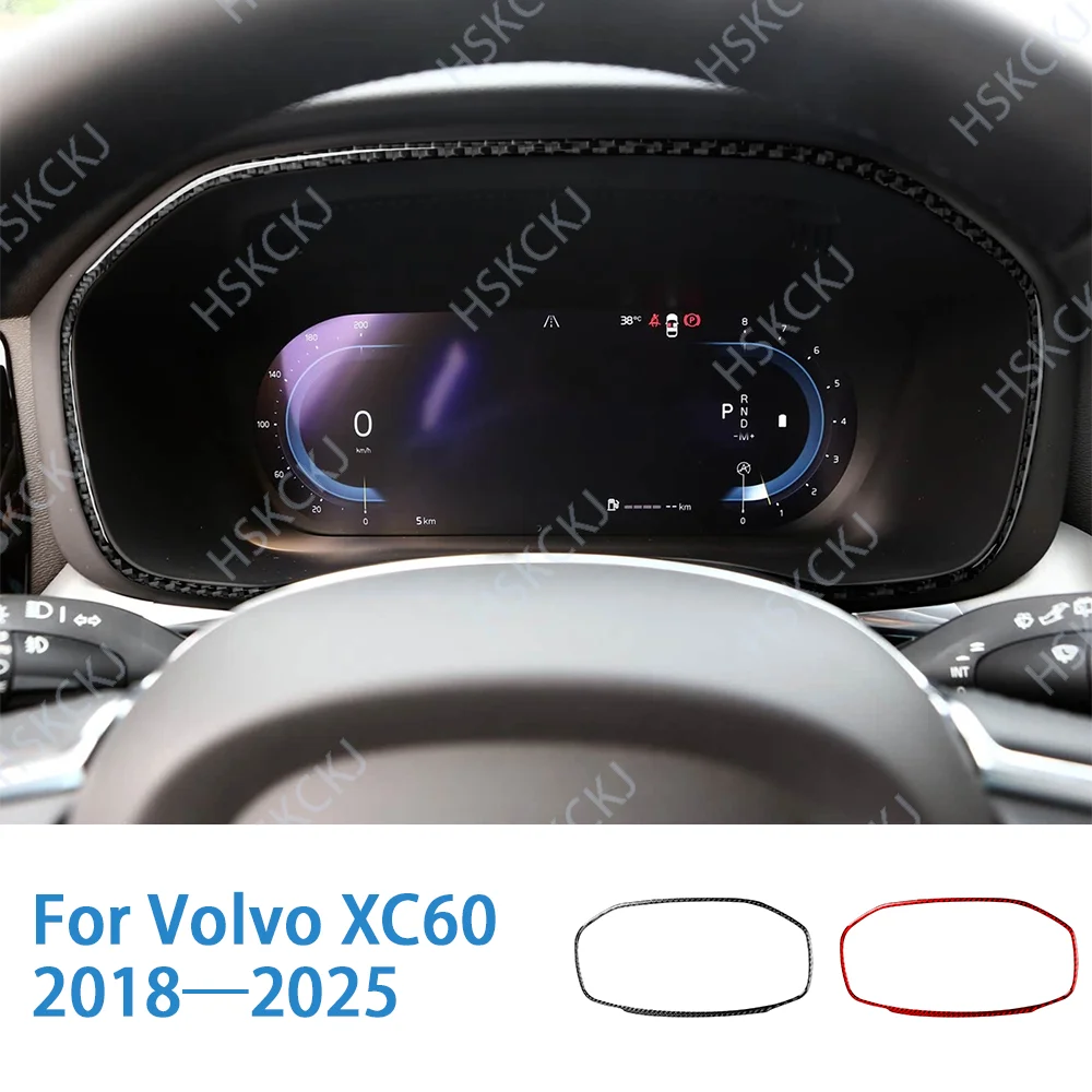 

For Volvo XC60 2020—2025 Carbon Fiber Car Accessories Sticker Dashboard Speedometer Outer Frame Cover Trim Interior Mouldings