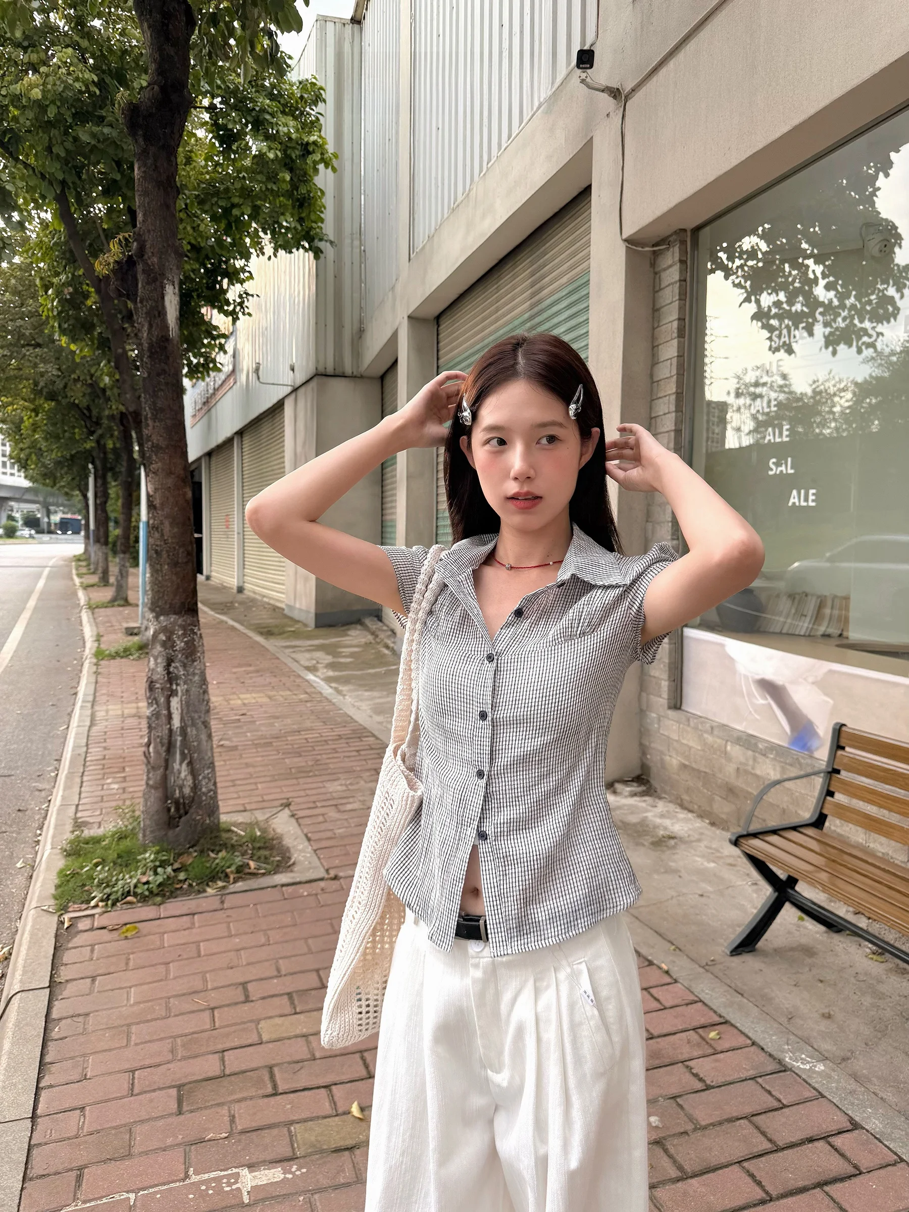 

Retro Collar irt Women's Casual Slim Fit ort Sve Cotton Cheered Pattern Summer Faion Sweet Sle Top