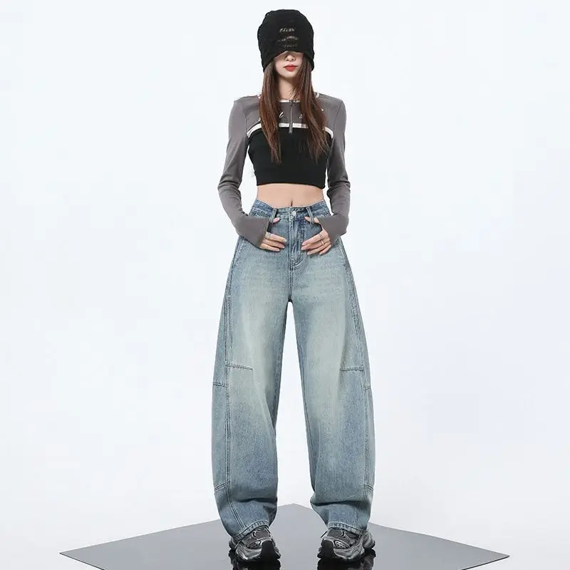 

Retro Loose Wide Leg Jeans for Women 2026 Spring and Autumn New High Waisted Slimming and Floor Hugging Curved Pants