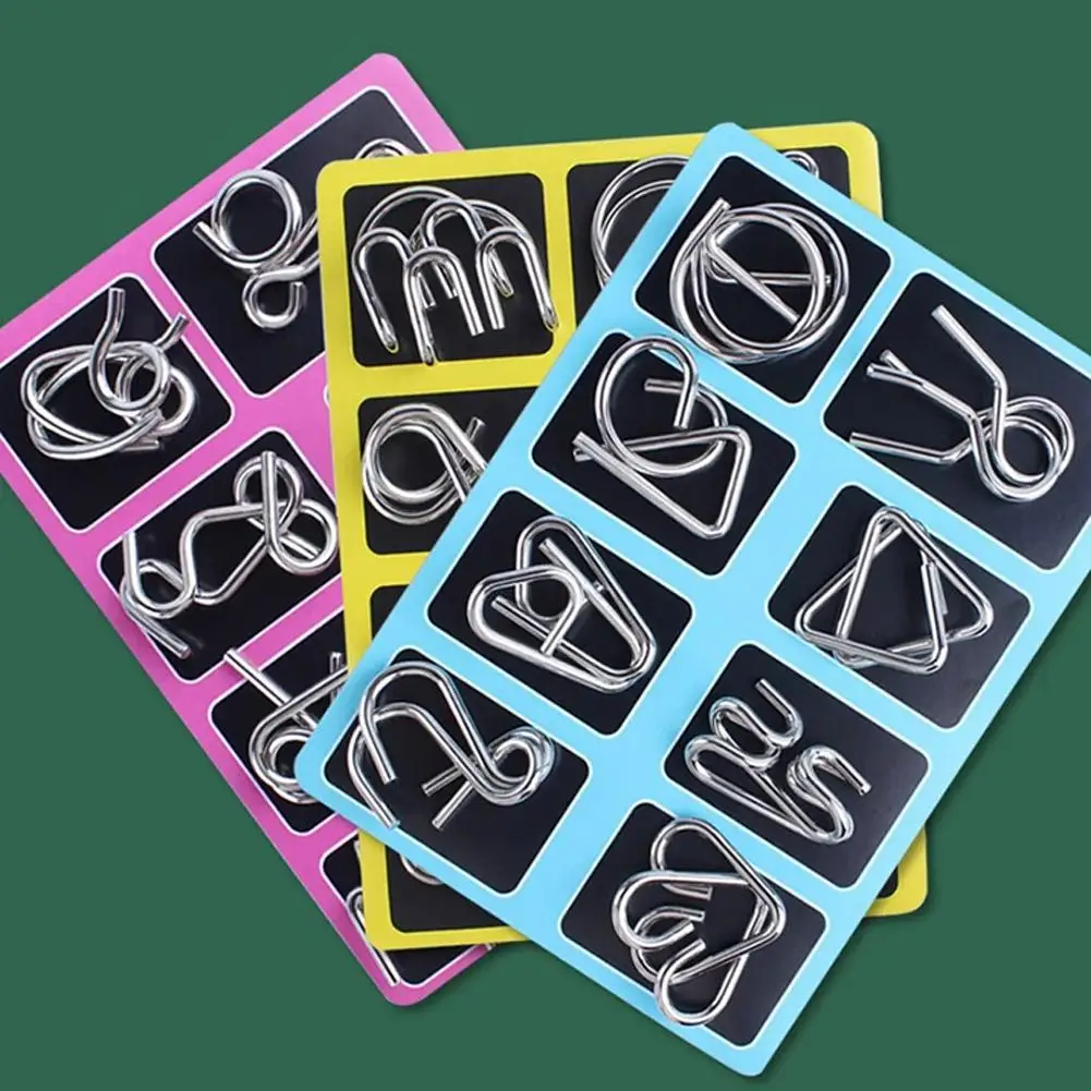 8Pcs/Set Metal Montessori Puzzle Wire IQ Mind Brain Teaser Puzzles Adults Interactive Game Reliever Educational Toys