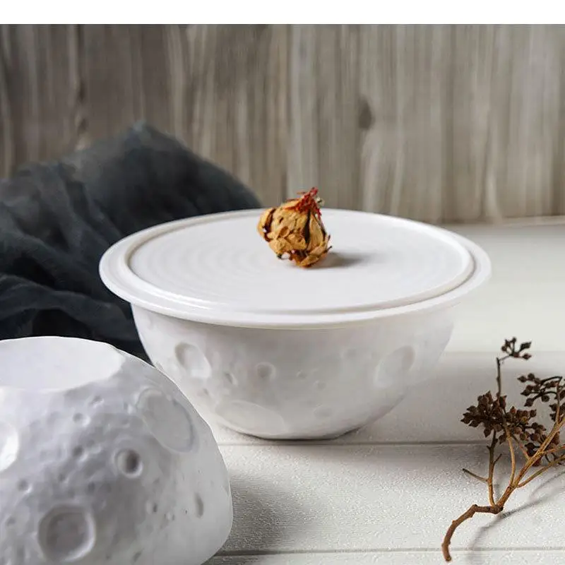 Planet Shape Plastic Ramen Noodle Bowls Soup Pot Restaurant Solid Color Tableware Snack Dessert Plate Fruit Salad Bowl