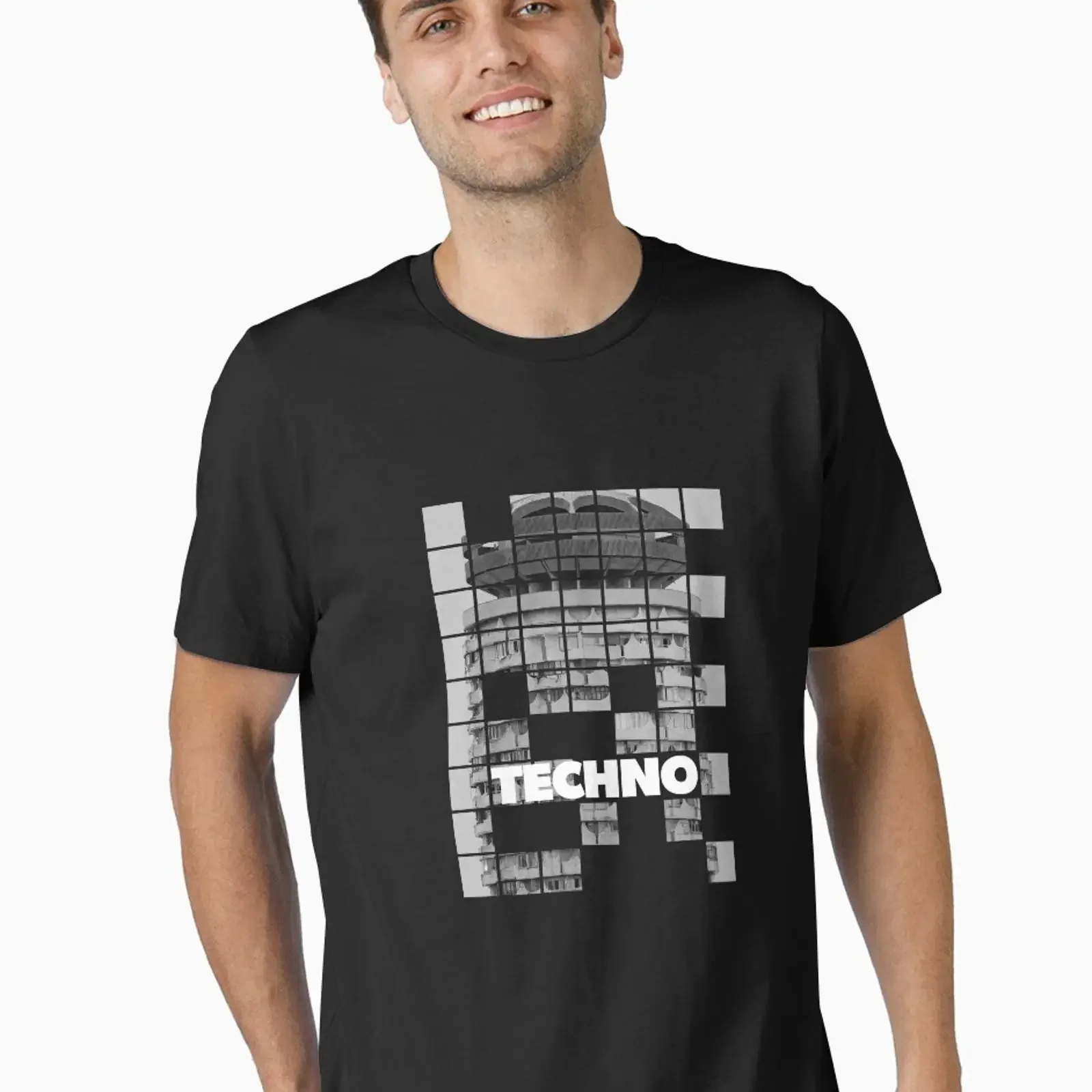 Techno music abstract city dystopic appartement block photo for DJ ravers Essential T Shirt vintage Washed graphic homme