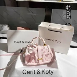 Women's Top and New Fashion Handheld Saddle Bag with Beautiful Printing Flower and Scarves 2024 Popular Festival Gift Handbag