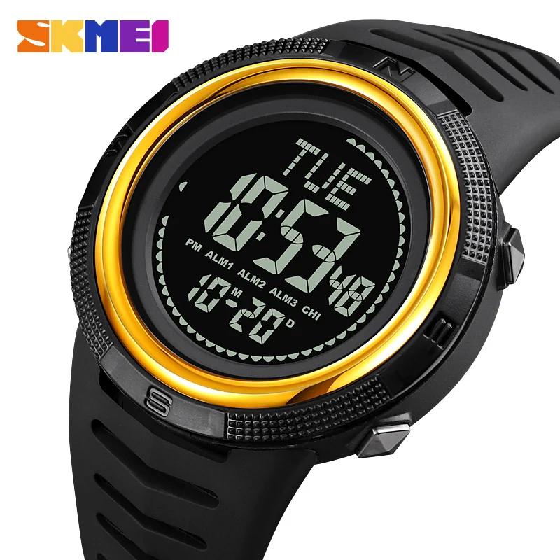 SKMEI Watch Fashion Sport Man Watch Waterproof Digital Watch Compass Alarm Countdown Military Electronic LED Wristwatch For Men