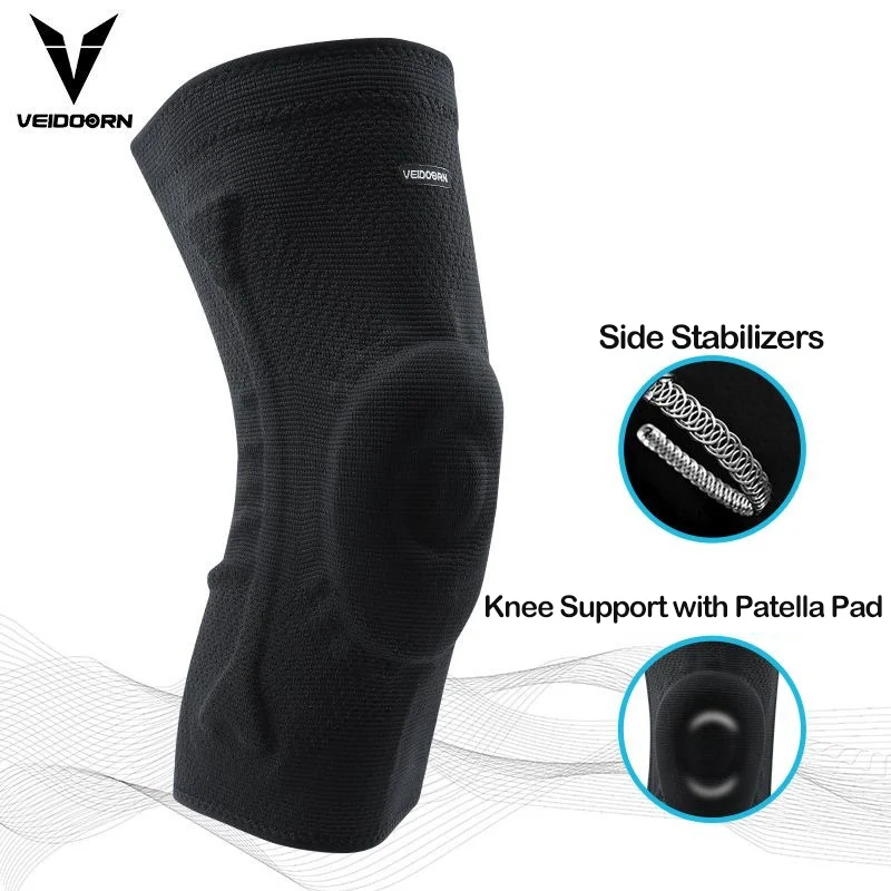 Professional Knee Brace for Pain Relief Compression Knee Sleeve with Silicone Spring Basketball Volleyball Knee Pads