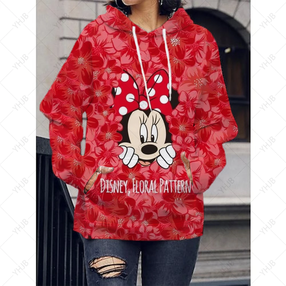 Disney Cartoon Print Hoodie Women Funny Hip Hop Mickey Minnie Mouse Print Autumn and Winter Fashion Harajuku Sweater Men Hoodie