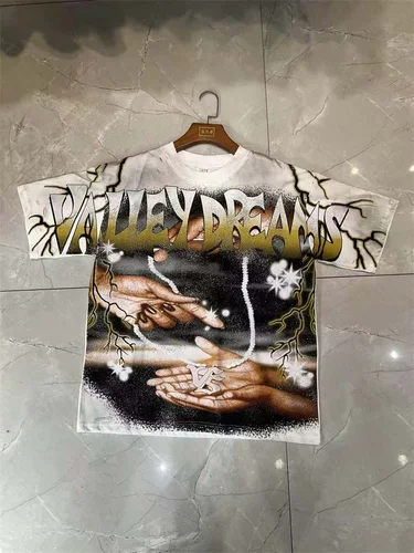 Imagen 2 del producto Hot Drill Letters VALLEY Camiseta para hombre American Vintage Vale Camisetas básicas de gran tamaño