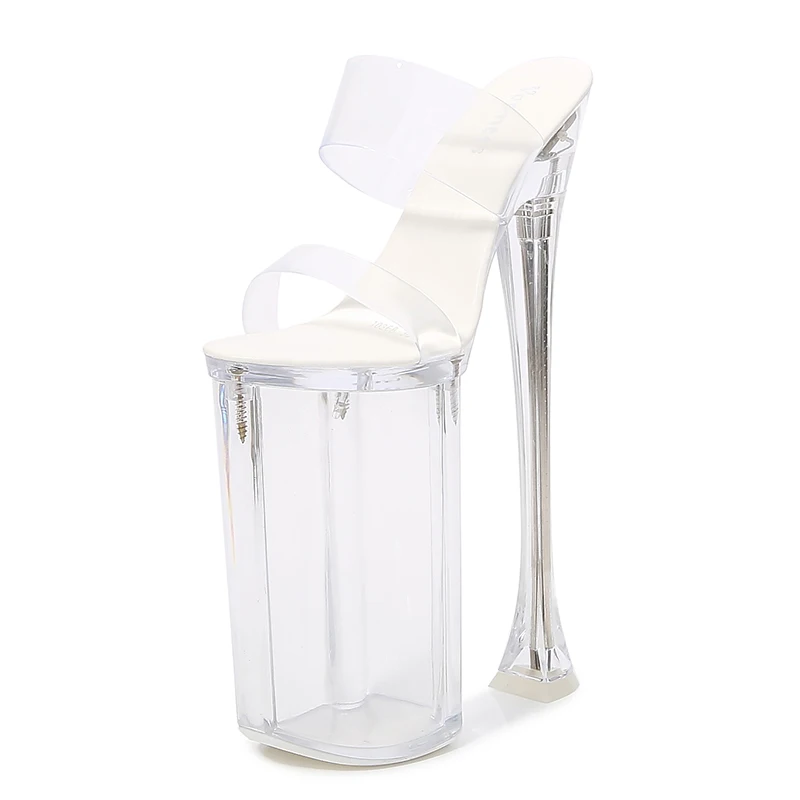 Fashion Nightclub Pole Dancer Sandals Women's Shoes Sexy 26CM Super High Thin Heels Transparent Platform 11 Inch Pumps
