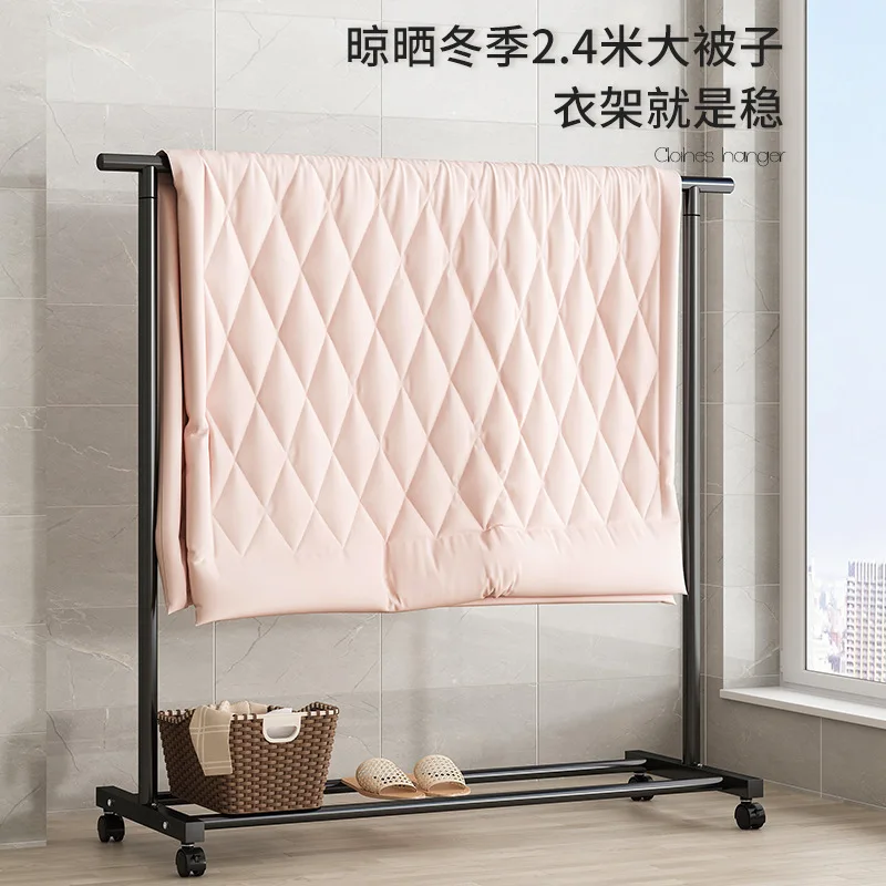 Hanger Floor to ceiling Bedroom Hanger Removable with wheels Household Indoor Internet celebrity Light luxury drying rack