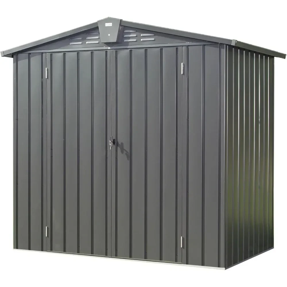 

Metal Outdoor Storage Shed with Lockable Double Door Galvanized Metal Garden Shed Utility Tool Shed Storage House