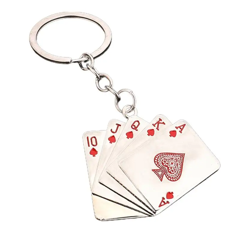 Playing Card Key Chain Zinc Alloy Poker Key Chain Playing Card Pendant Ornament Poker Playing Cards Pendant For Adults Kids