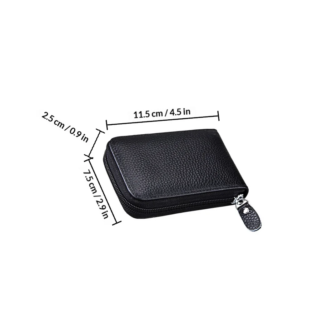 2Pcs Wind Organ Card Holder Cowhide Multi Compartment Credit Card Wallet for Women Men Slim Organizer Pouch with Zipper