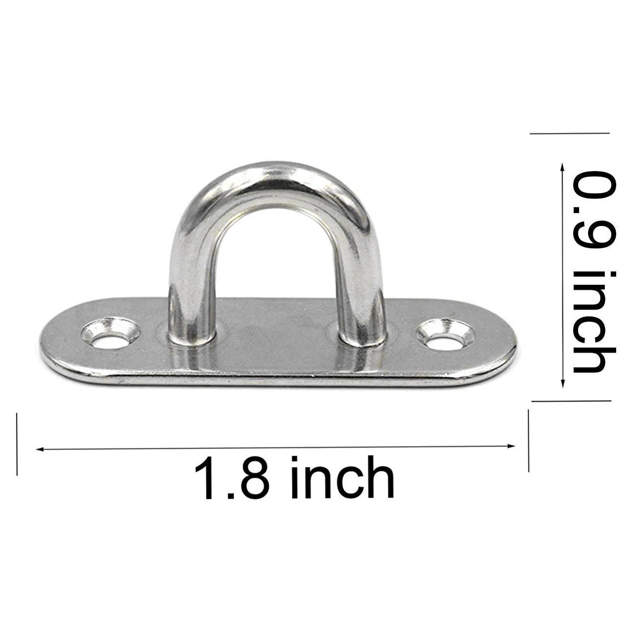 8PCS 1.8 x 0.59 Inch Stainless Steel Ceiling Hook Pad Eye Plate Marine Hardware Staple Hook Loop Screws Mount