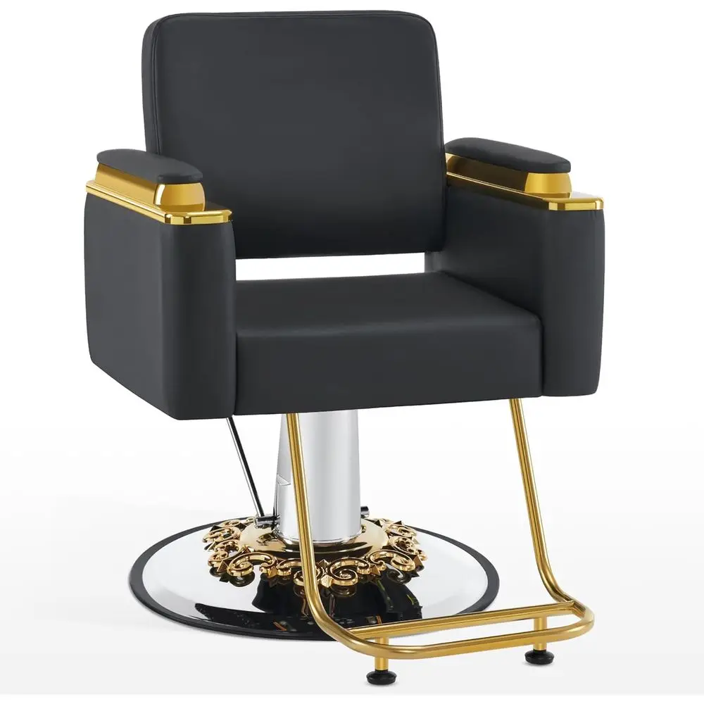 

Elegant Height-Adjustable Black Styling Chair for Salons and Barbershops - 440lbs Capacity
