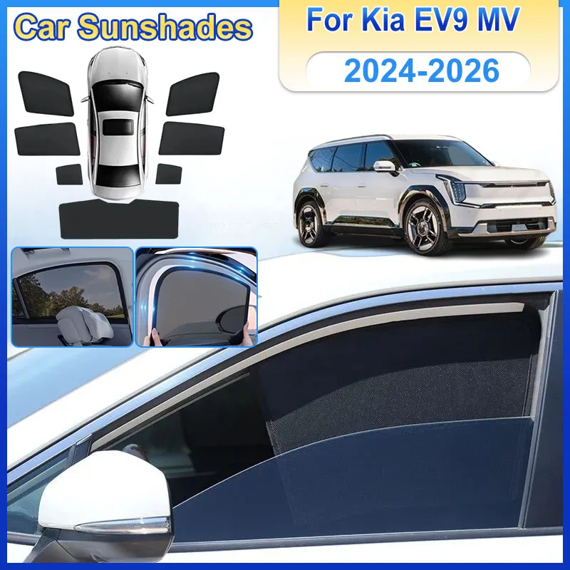 

Аксессуары для Kia EV9 MV 2024 2025 2026: Магнитные солнцезащитные шторки, сетчатые накладки на окна, защита от УФ-лучей, солнцезащитные козырьки, автомобильные аксессуары