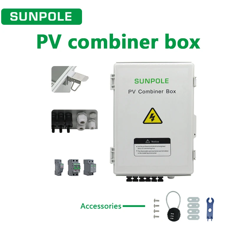 DC550V 6 Input 1 Output Solar photovoltaic PV Combiner Box With Lightning Protection DC Fuse MCB SPD Waterproof Box IP65