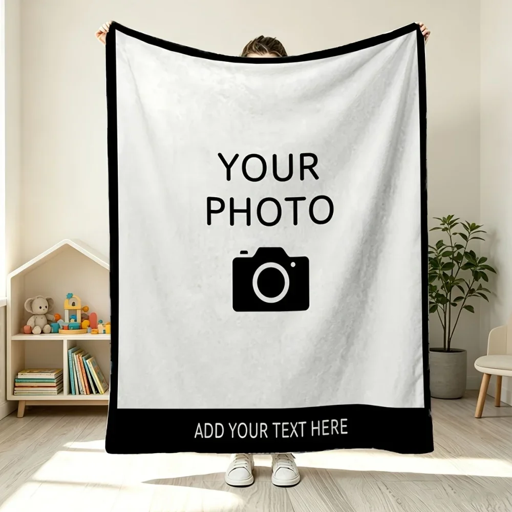 Customize 1 Piece with Both Text and Image Customization, Featuring 1 Photo Slot - Personalized Blankets
