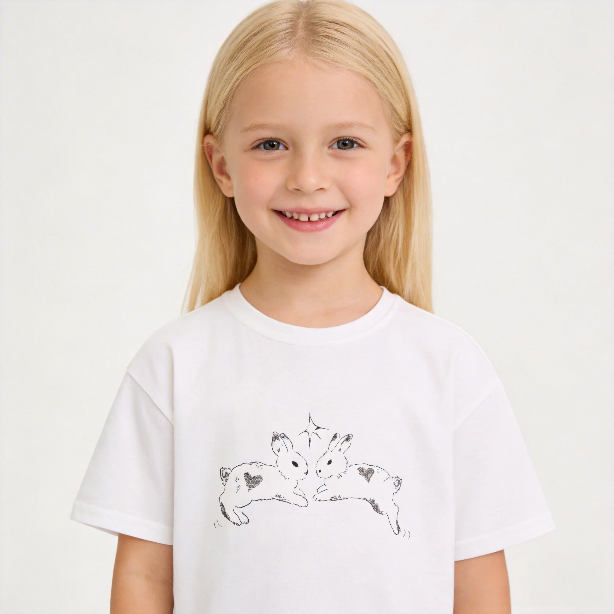 

Rabbit Pattern Children's T-shirt Cute Rabbit Shirt Retro Pattern T-shirt Parent-Child Cotton Top Easter T-shirt