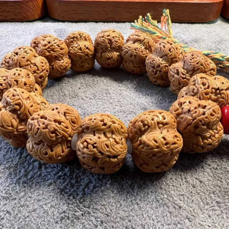 

Nepal Ecology Crafts Rudraksha Xiangyun a Bracelet Carved Inlaid Copper Tube Five Faces Stump Beads