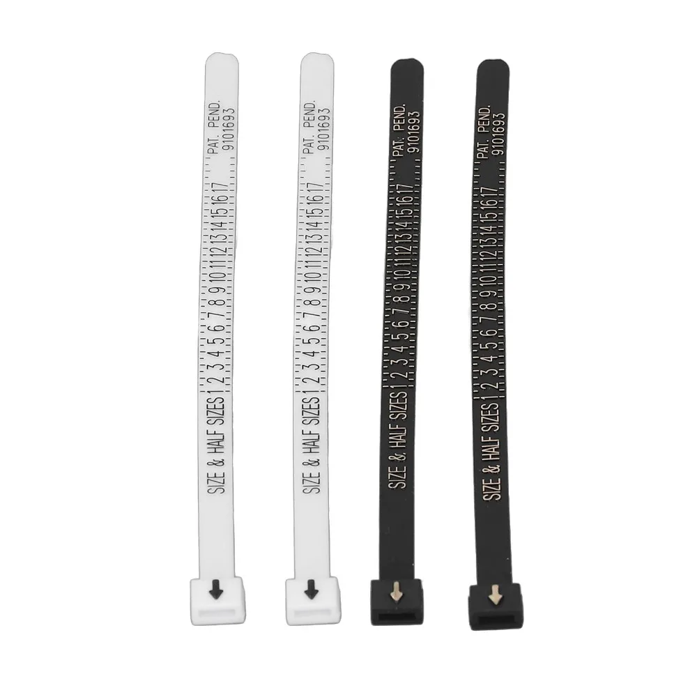 10pcs Portable Plastic Ring Sizer Tool Reusable Design Clear Printing Finger Measuring Gauge Ring Measurement Tool For Women