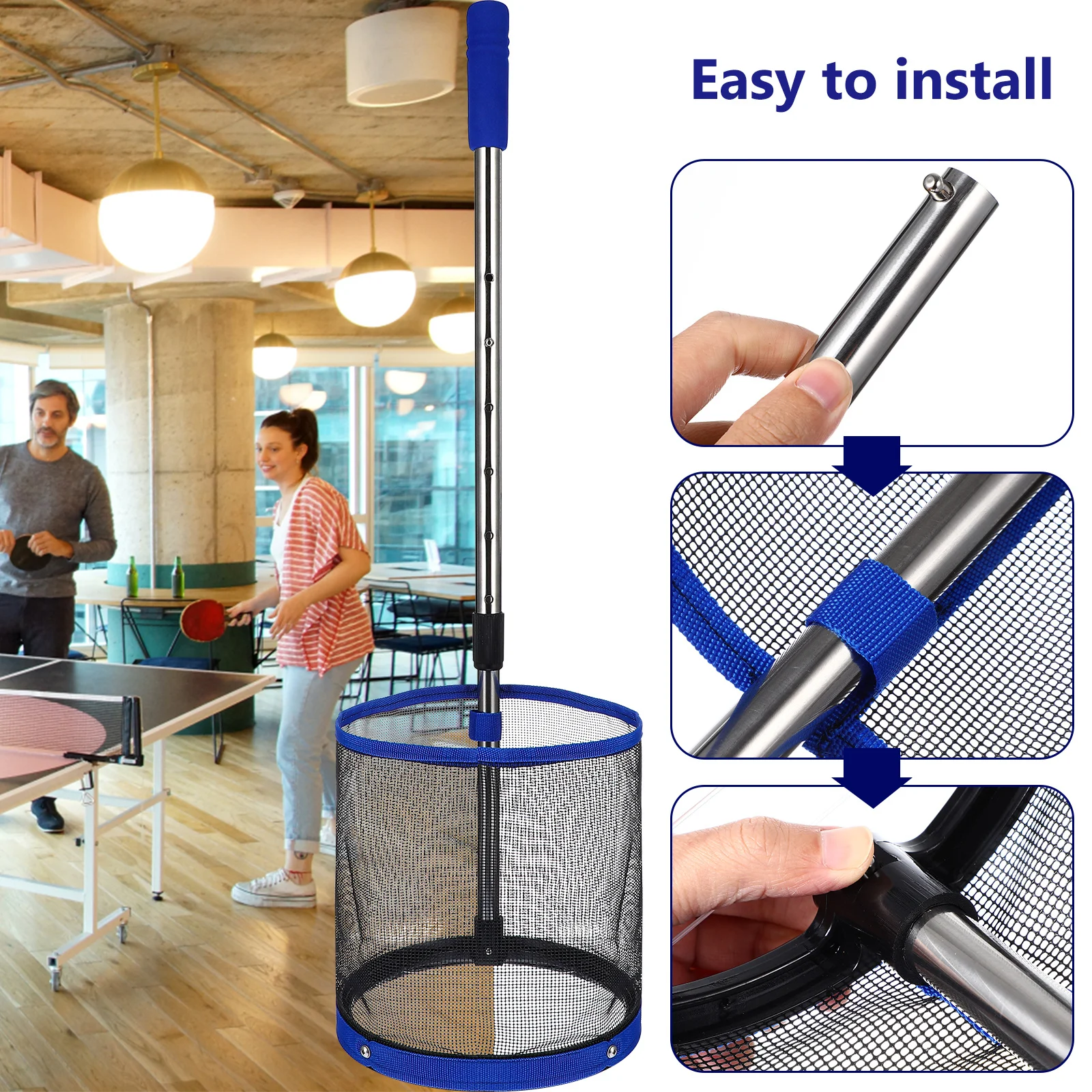 

Table Tennis Picker Pong Ball Retriever Adjustable Design Holds 120 Balls Durable Material Easy to Use Save Time