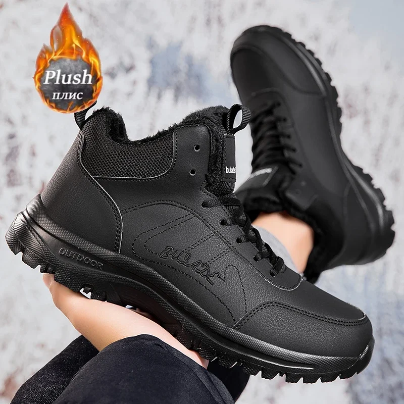 ELUVA Men's Waterproof Snow Boots Insulated Non-Slip Lightweight Outdoor Shoes Men's Winter Thermal Work Boots for Snow Hiking