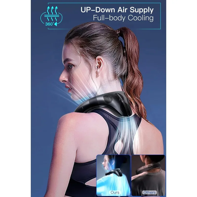 New Neck Air Conditioner Portable Neck Fan Rechargeable Semiconductor Cooling Bladeless Fan Outdoor Personal Fan Wearable Cooler