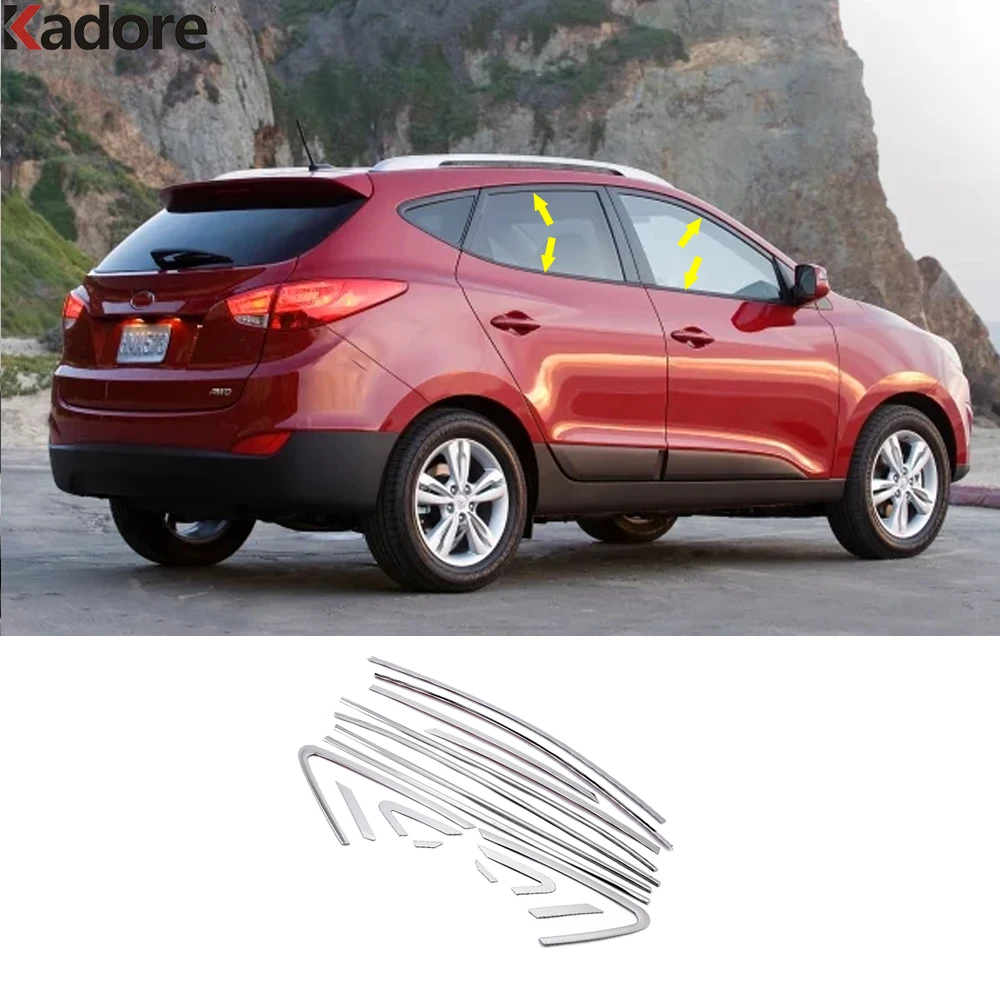 Window Sill Trims For Hyundai Tucson ix35 2010 2011 2012 Stainless Steel Windows Frame Molding Garnish Strip Car Accessories