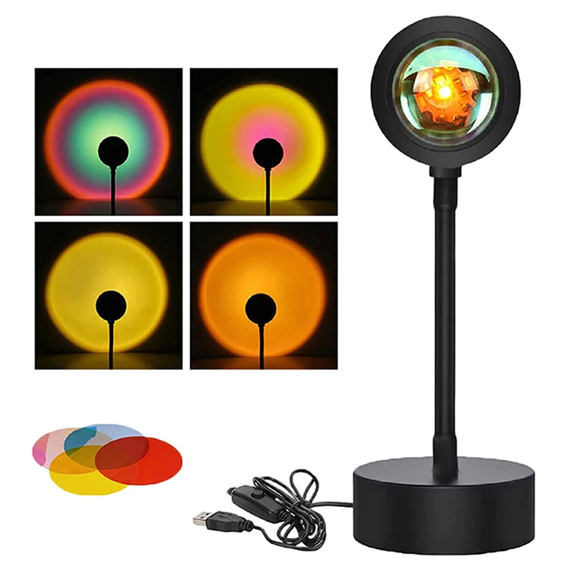 USB Direct Connection Sunset Projector Sunset Atmosphere Creation Lamp Shooting Scene Lamp Suitable For Living Room And Bedroom