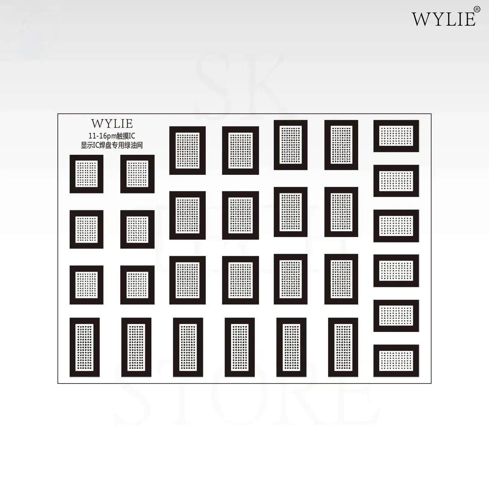 WYLIE Tampilan IC Jaring Minyak Hijau Tinta Masker Solder UV Stensil Reballing BGA untuk iPhone 11 - 16 Pro Max Bantalan IC Sentuh Jaring Baja Chip