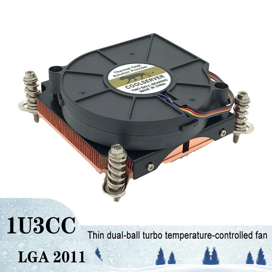 Coolserver 1U3CC Server Cpu Koeler Fan Koperen Heatsink Industriële Workstation Computer Actieve Koeling Voor Intel LGA2011 LAG115X