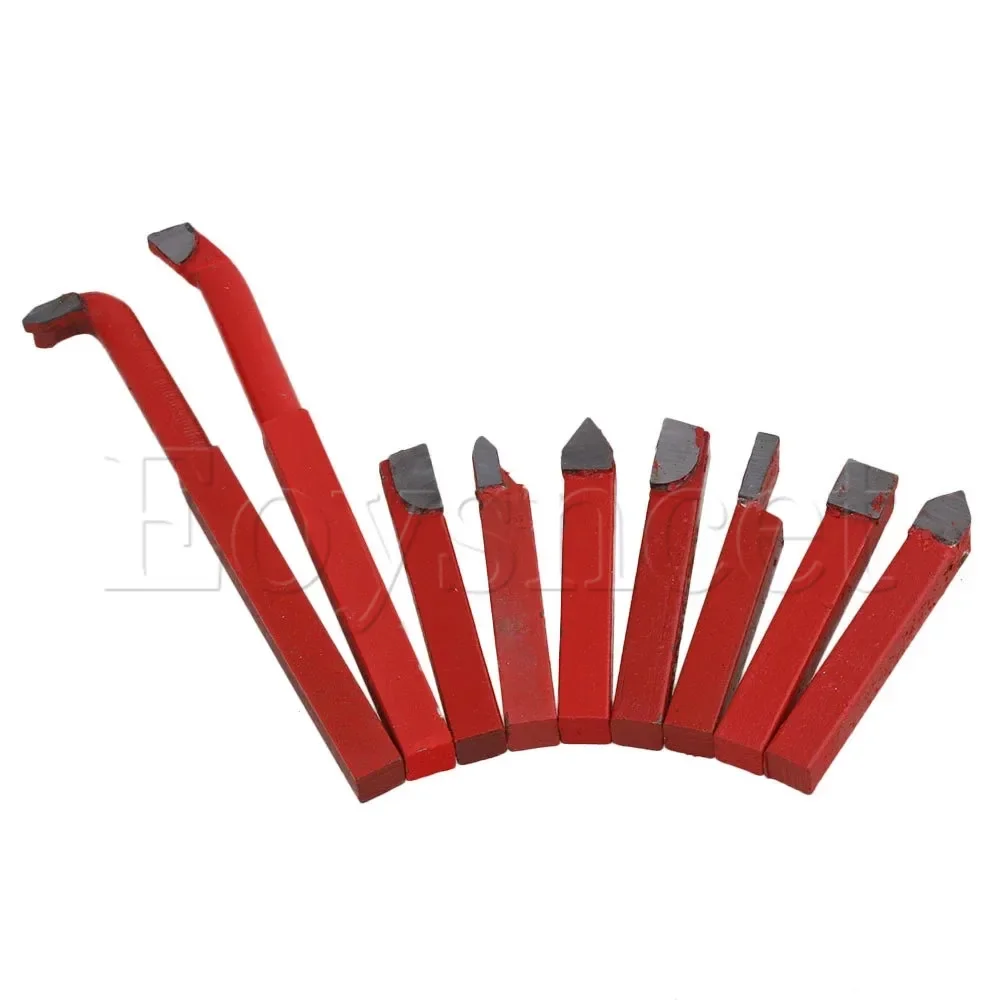 

‌9PCS YW1 Carbide Lathe Tool Bits - 8x8mm Iron Brazed Turning Tool Set (Red)‌