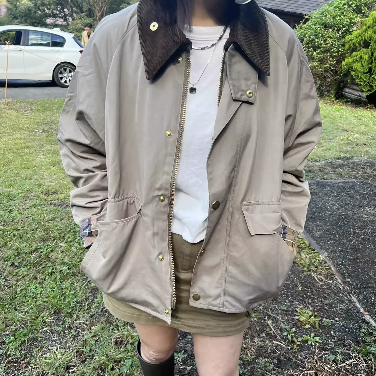 Japanese version of Barbour joint BORROWDALE retro short work jacket corduroy collar windbreaker coat