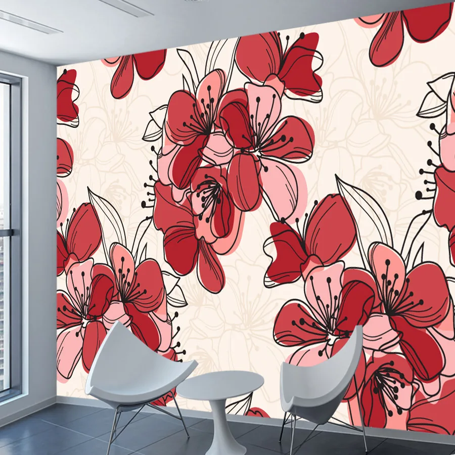 Custom Peel and Stick Wallpapers Accept for Bedroom Walls Living Room Contact Wall Papers Home Decor Cherry Blossom Floral Mural