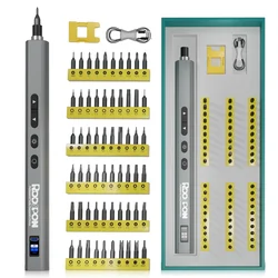 Elektroschrauber-Set, 26/62-in-1, Typ C, USB-Akku-Mini-Schraubendreher mit LED-Beleuchtung, elektrischer Schraubendreher, 2-Gang-Drehmoment