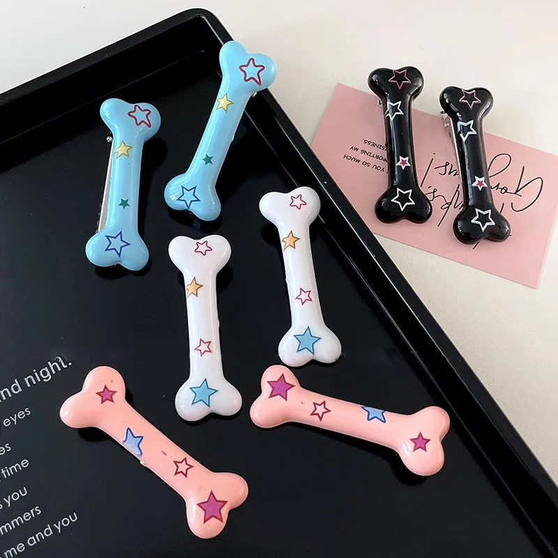 Print Dog Bone Hairpin Pet Hair Bows Creative Cat Girls Women Gifts Dogs Hairpin for Small Dogs Puppy Grooming Accessories