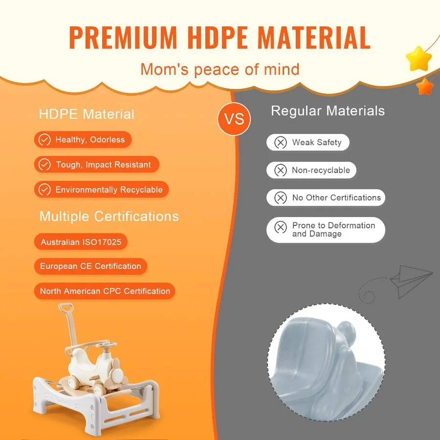 حصان هزاز 5 في 1 للأطفال الصغار بعمر 13 عامًا، لعبة ركوب مع ترامبولين