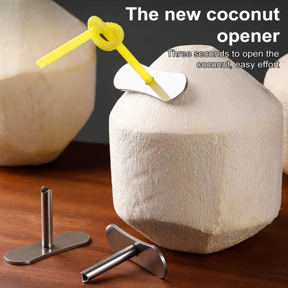 Quick Coconut Hole Creator Stainless Steel Coconut Opener Coconuts Hole Puncher Dual-Angle Coconut Shell Remover for Kitchen