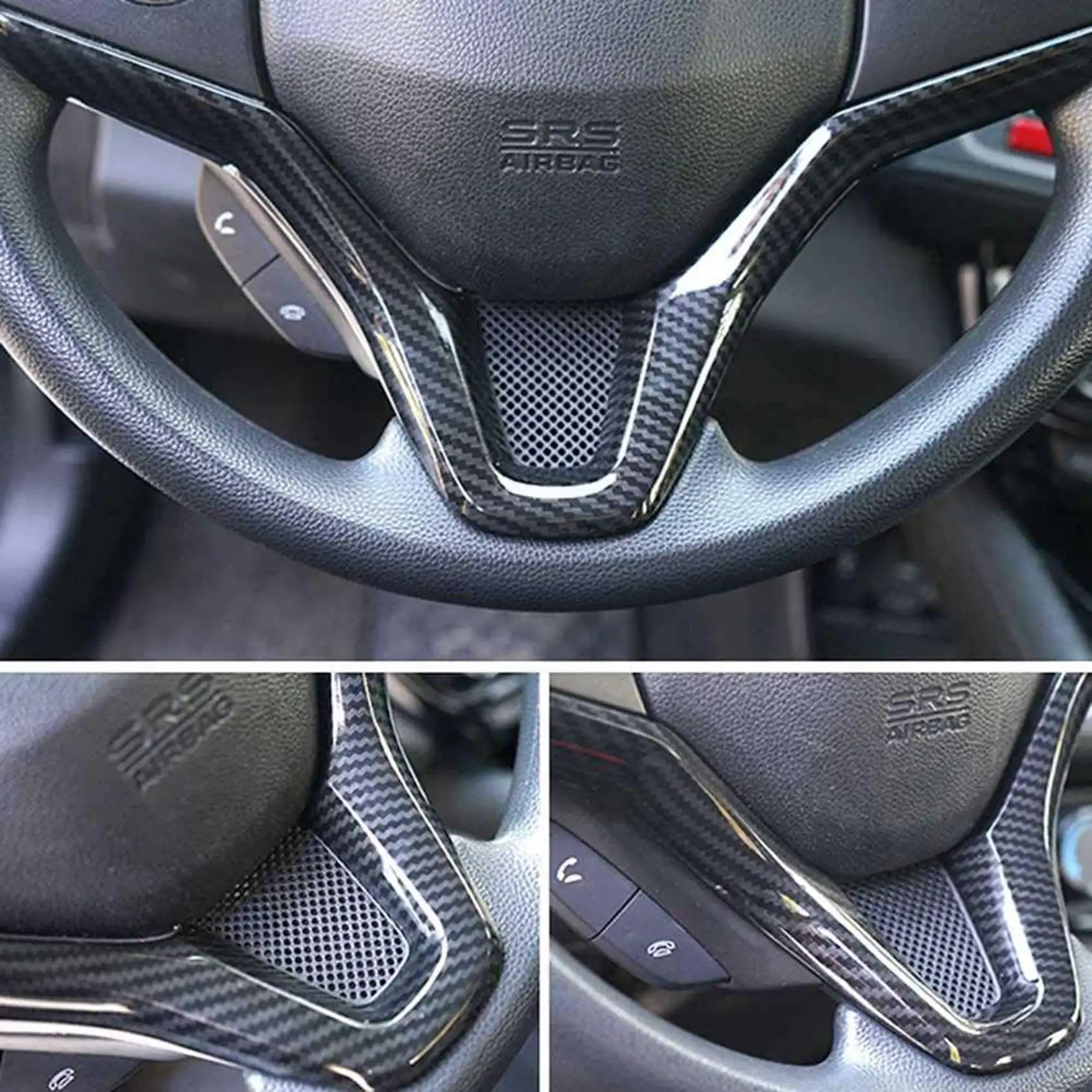 for Honda Vezel HR-V HRV 2015 2016 2017 Car Steering Wheel Panel Cover Trim Garnish Carbon Fiber Sequins