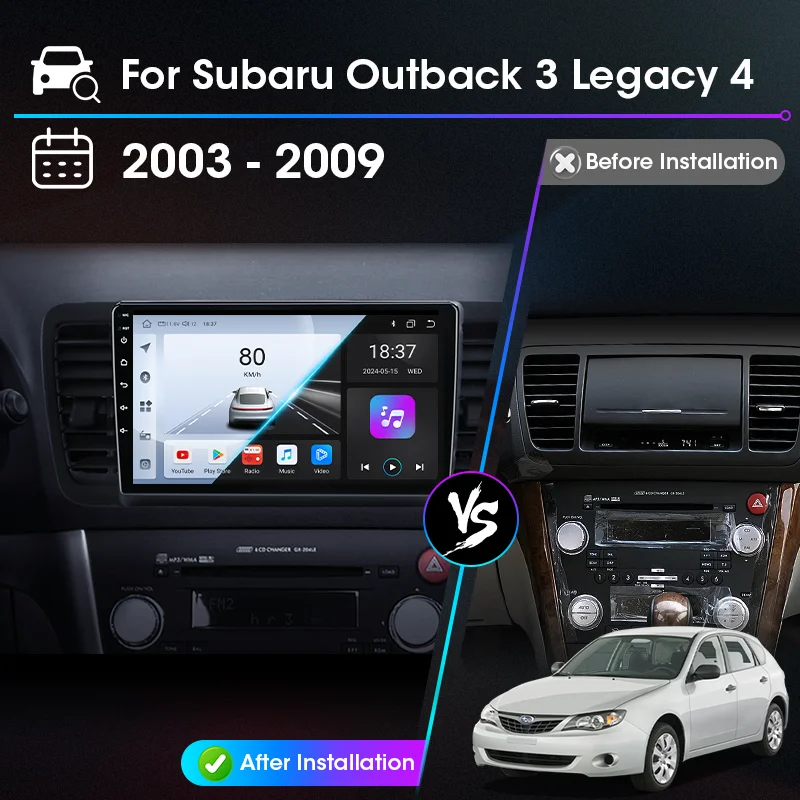 Carplay Android Auto Radio For Subaru Outback 3 Legacy 4 2003 2004-2009 Car Intelligent Systems Multimedia Player GPS Stereo DVD