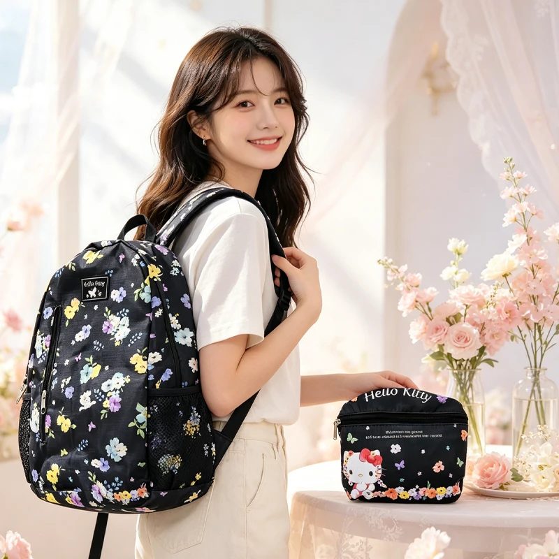 

Sanrios Backpack Water Repellent Oxford Cloth Single Layer Large Capacity Foldable Storage Light Cartoon Shoulders Travel Bag