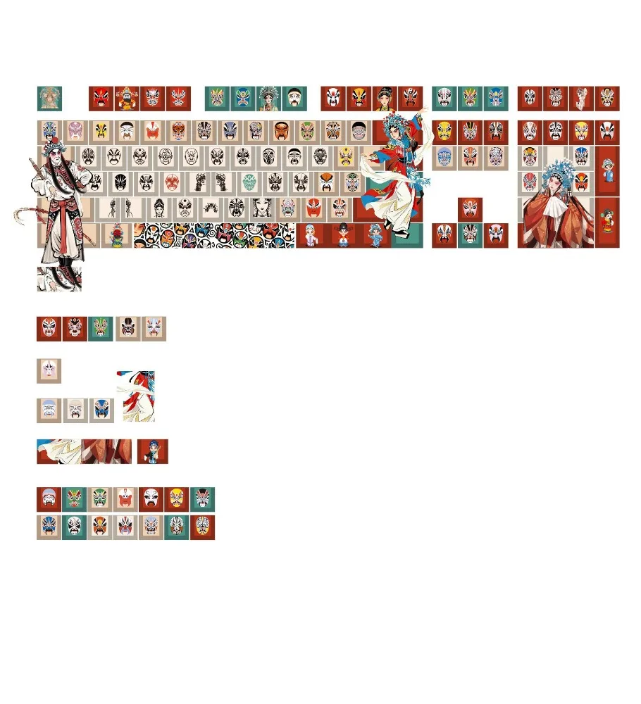 Guochao Chinese Style Peking Opera Face Keycap Advanced Sense Original PBT Hot Sublimation Side Engraving Transparent