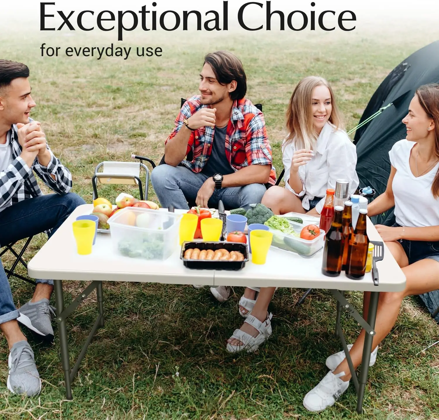 طاولة قابلة للطي بطول 4 أقدام قابلة للتعديل مع مقبض مدمج وأرجل فولاذية | الثقيلة المحمولة | مثالية للحفلات وتناول الطعام وحفلات الزفاف #6