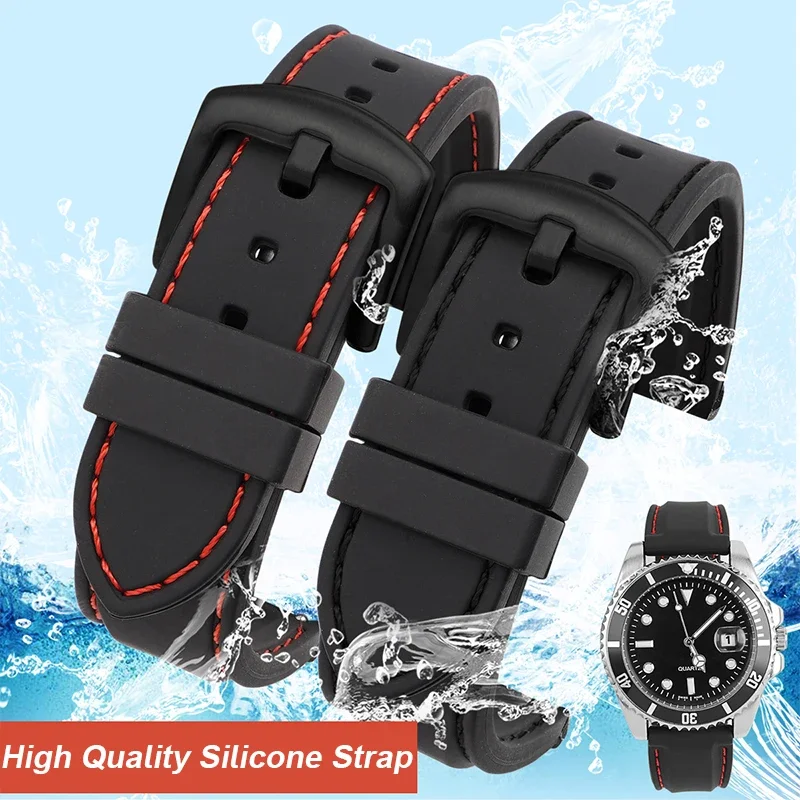 Silikon-Gummi-Uhrenarmband, 16 mm, 18 mm, 20 mm, 22 mm, 24 mm, universelles wasserdichtes Sportarmband für Casio Seiko Citizen Armband
