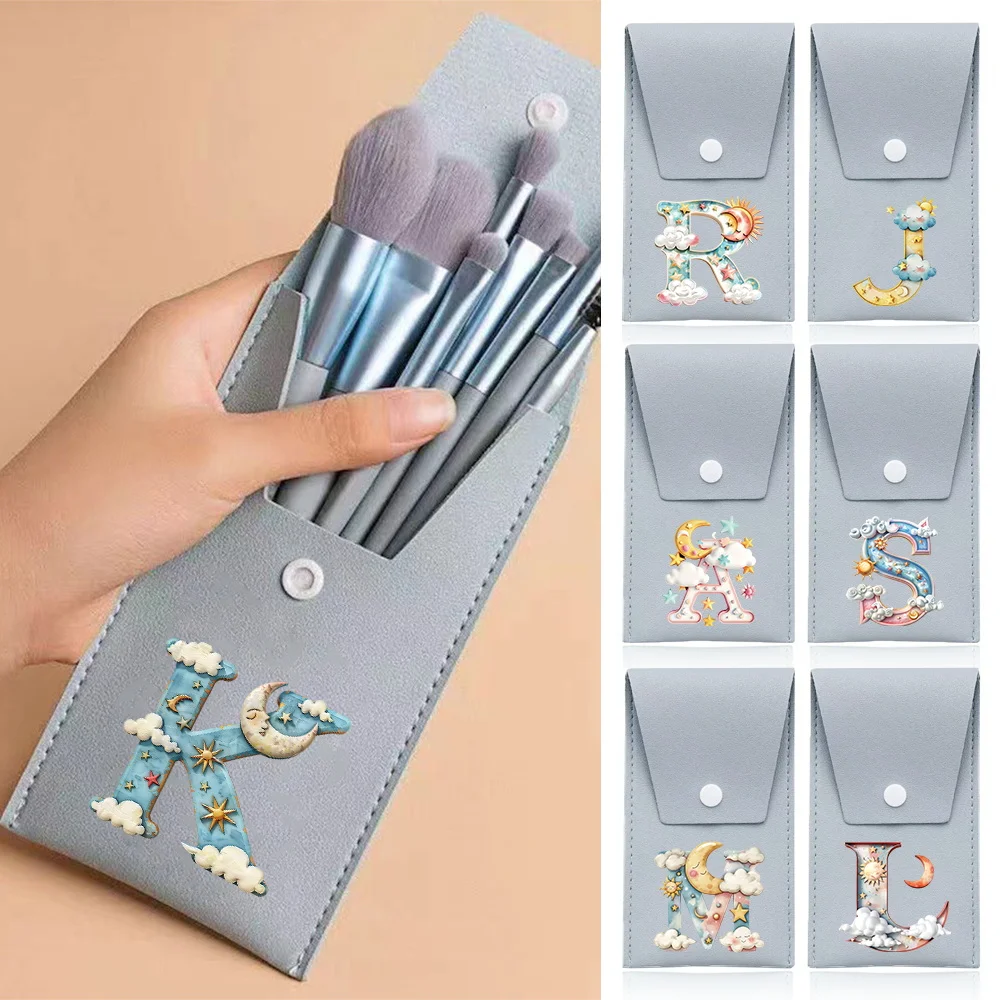 

Makeup Brush Set Professional Cosmetics Brushes Blusher Powder Applicator Initial Name Iridescent cloud 26 Letter Pattern