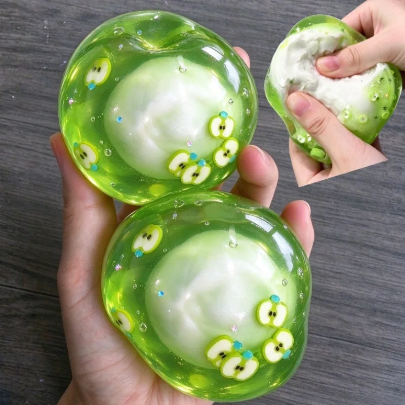 Green Apple Crunchy Shatter Stress Ball Squihsy ASMR Satisfying Pop Sound Anti Stress Relief Fidget Christmas Toy for Adults